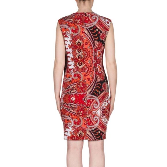 Joseph Ribkoff Sleeveless Red/Orange Shift Dress Size 8 - Picture 2 of 11